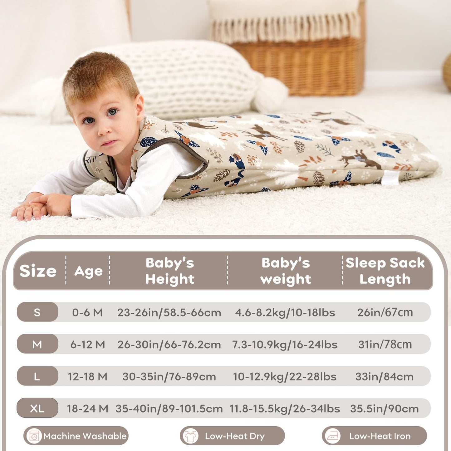 Looxii Baby Sleeping Bag Winter Cotton Winter Sleeping Bag 2.5 TOG Sleeping Bags Warm Baby Sleeping Bag Newborn for Autumn Winter Pink Rabbit 12-18 Months