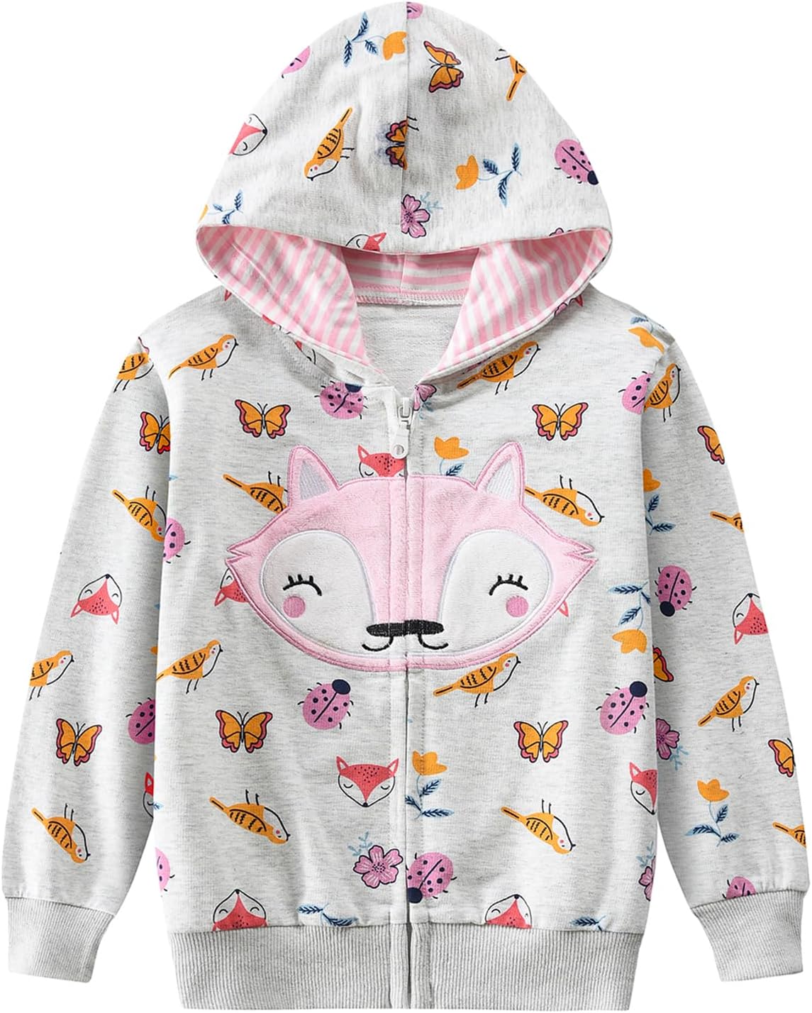 EULLA Children's Girls' Zip Up Hoodie Sweat Jacket Hooded Jacket Hooded Jacket Hoodie Long Sleeve Cotton Unicorn Pullover Hoodie Sweatshirt with Zip 92 98 104 110 116 122