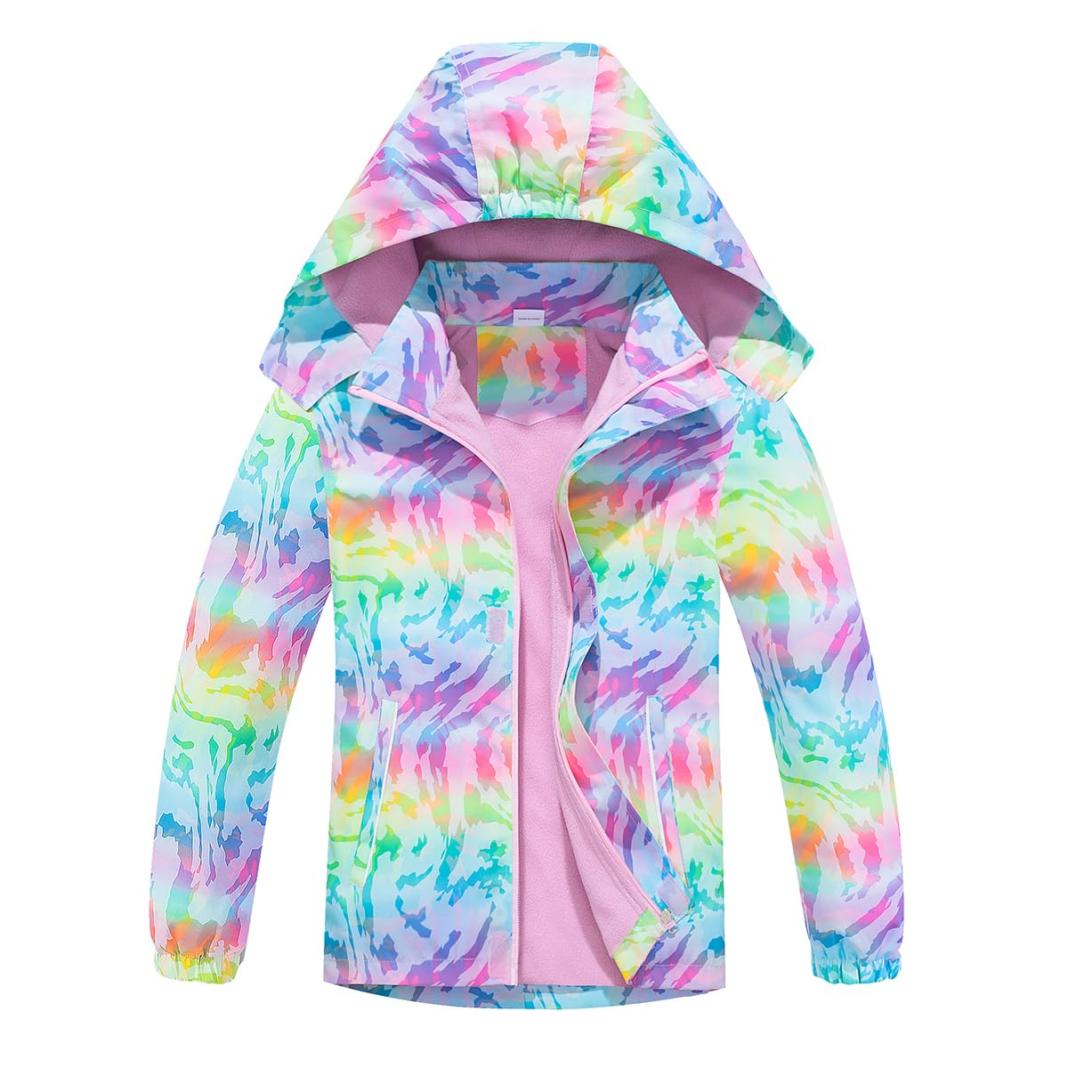 linboo softshell jacket girls' transitional jacket with hood, fleece-lined windbreaker, breathable rain jacket, waterproof outdoor jacket for children