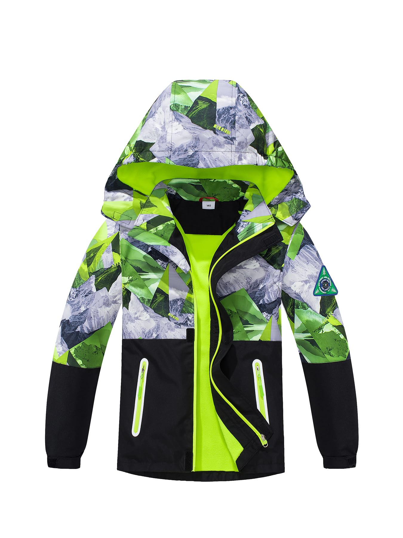 NATUST Boys' Lined Rain Jacket Wind and Waterproof Transition Jacket