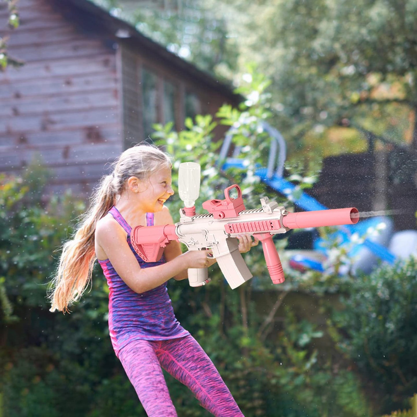 Elektrische Wasserpistole Sehr Stark Wassermaschinenpistole mit Wiederaufladbare Batterie Squirt Gun Wasser Spielzeug bis zu 20ft,Outdoor Water Gun Schießspiel für Erwachsene and Kinder (Blau)