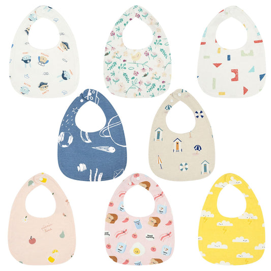 Vicloon Baby Bibs, 8 Pack Soft Absorbent and Waterproof Bibs Dribble Bibs Burp Cloths Baby with Snap Fastener for Baby Boys and Girls Toddlers
