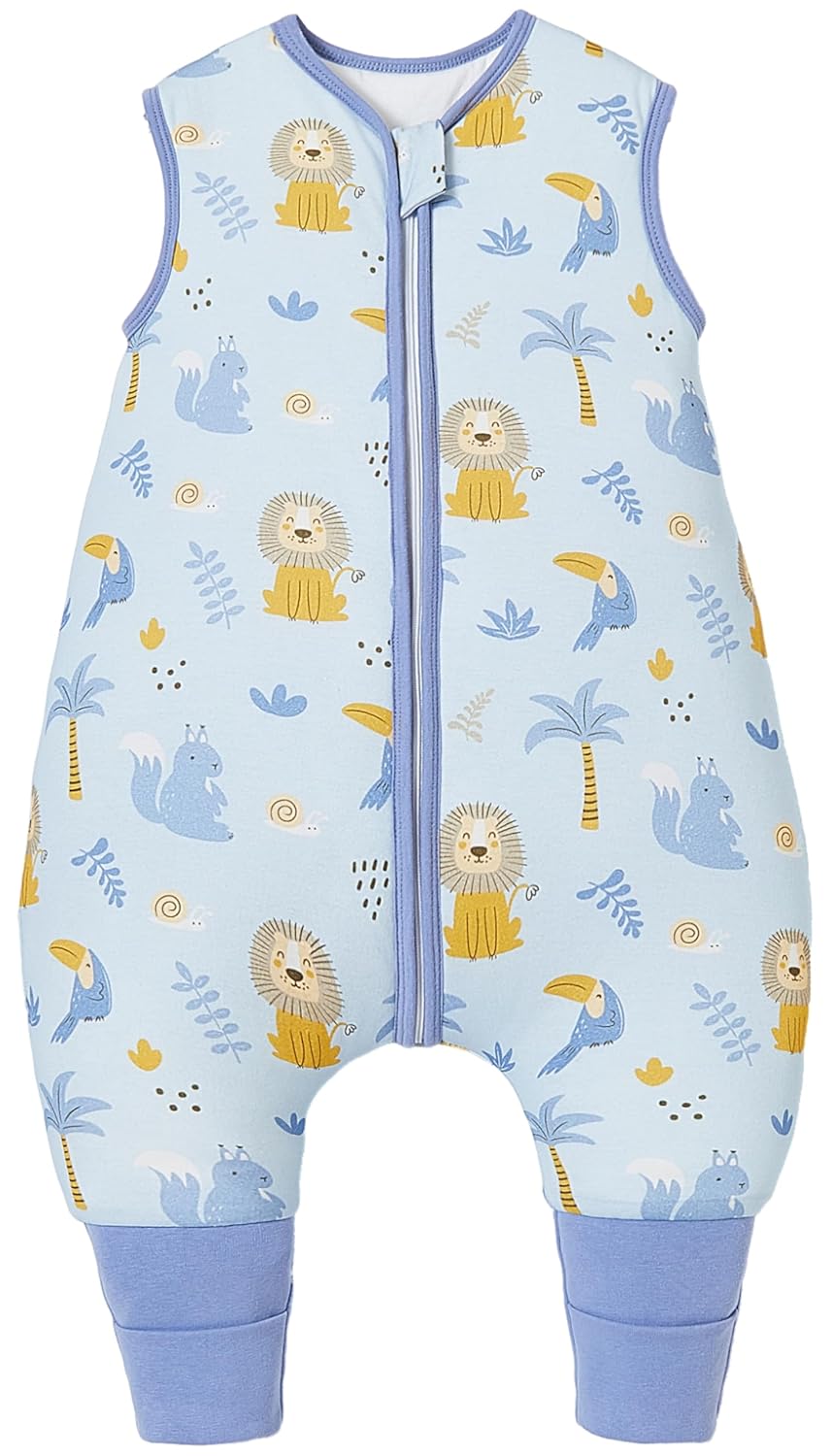 Chilsuessy Baby Sleeping Bag with Legs, 1.5 Tog, Sleeping Bag, 100% Cotton, All-Year Sleeping Bag with Feet, Baby Sleeping Bag, Children, 1.5 Tog/Zebra, 80 cm / Baby Height 85–95 cm