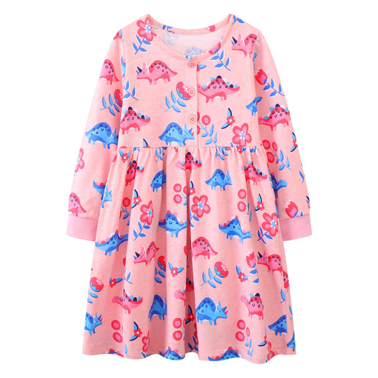 FILOWA Kleider für Mädchen Kinder Einhorn Blumen Stickerei Herz Druck Tier Sommerkleid Cartoon Kinderkleider Embroider Baumwolle Mädchenkleid Lange/Ärmellos Lässige Geburtstag Kinderkleidung,Gr.92-128