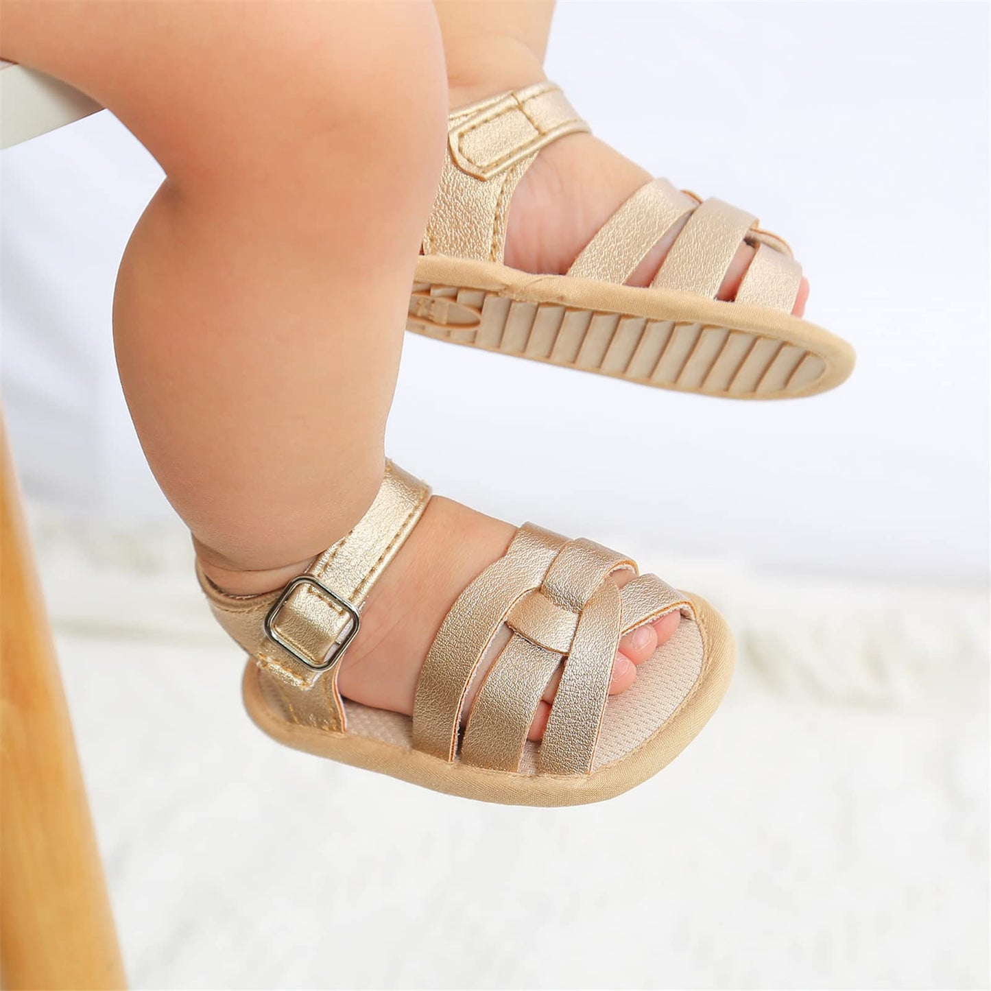 Babyschuhe RVROVIC Sandalen für Jungen und Mädchen mit weichem Sohlen, leichten Sommer-Schuhen und Schleifen-Knoten für Kleinkinder, ideal für den Outdoor-Gang.