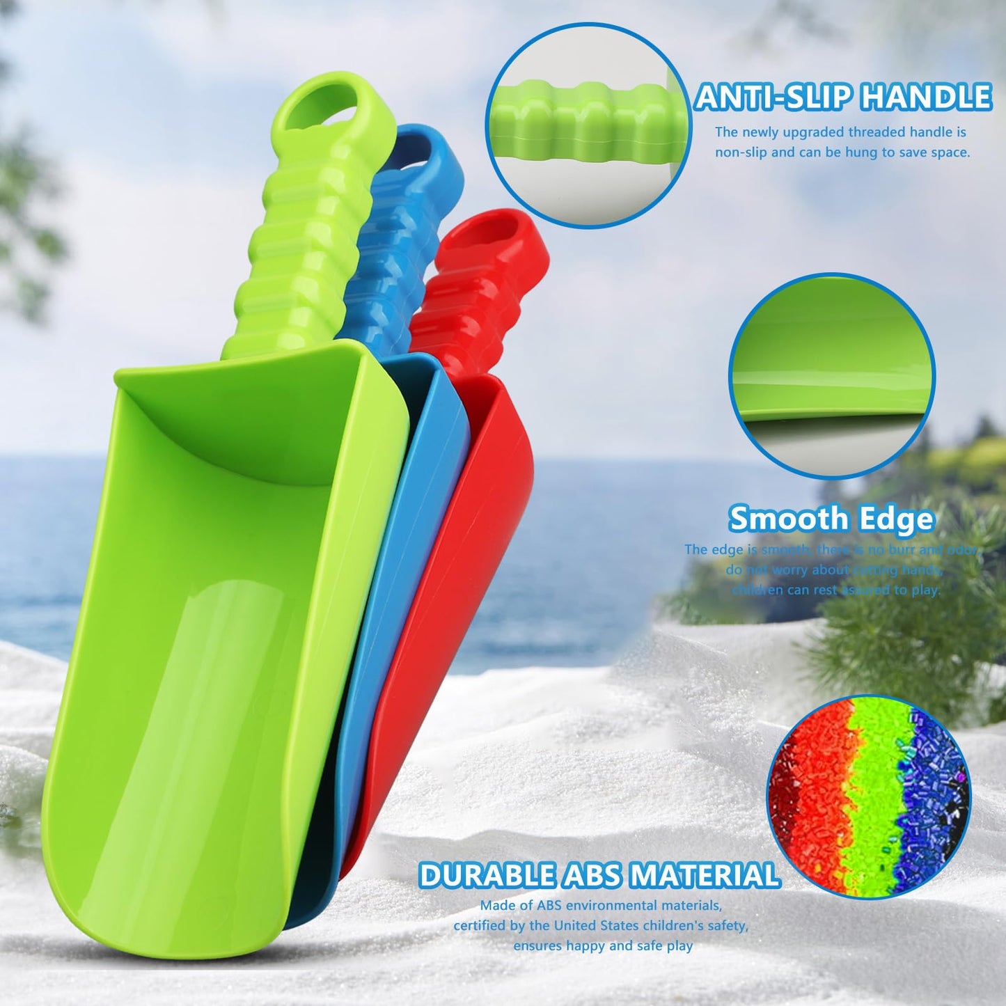 22 cm Thick Beach Sand Toy Shovel, Scoping Toy Kit, Beach Swimming Pool Garden Digging Bath ABS Durable Plastic Tool, Complete Gift Set Bundle for Children, Adults, Girls