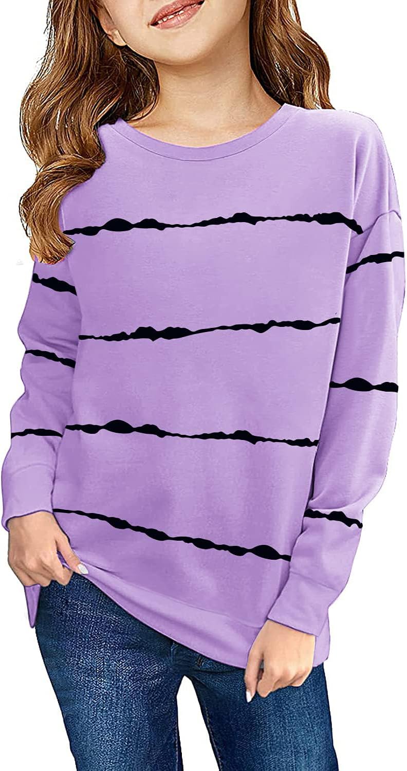 Haloumoning Sweatshirt Mädchen Streifen Rundhalsausschnitt Kinder Pullover Casual Langarm Tops