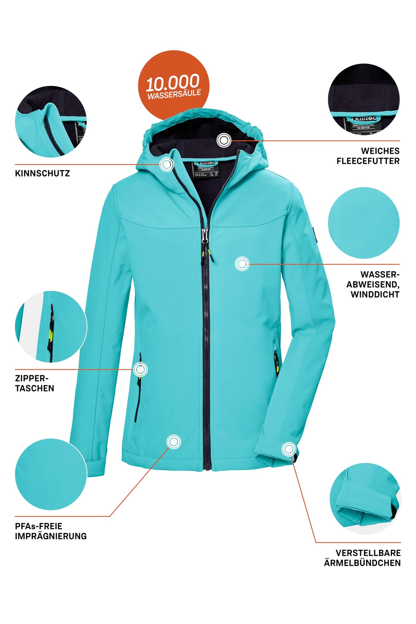 Killtec Mädchen Kos 145 Grls Sftshll Jckt Softshelljacke/Outdoorjacke mit Kapuze