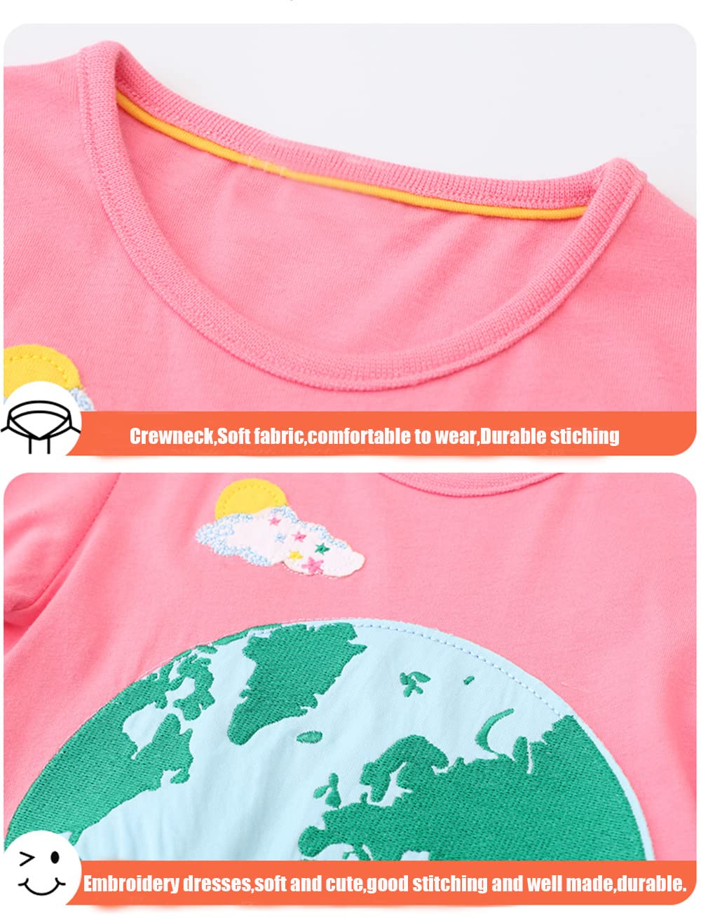 Beilei Creations Mädchen Kleider Kurzarm Baumwolle Kinder Kleid Süßes Muster Gr.85-140