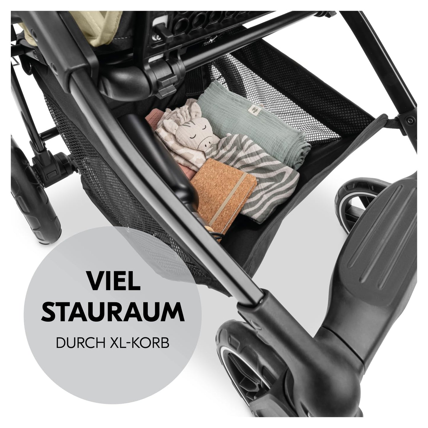 hauck 3in1 Kinderwagen Set Shop N Care Trio Set inkl. Buggy, Babywanne, Babyschale ab Geburt bis 22 kg, Klein Zusammenklappbar, Liegefunktion, Getränkehalter & Tablett, UV-Schutz 50+ (Grey)