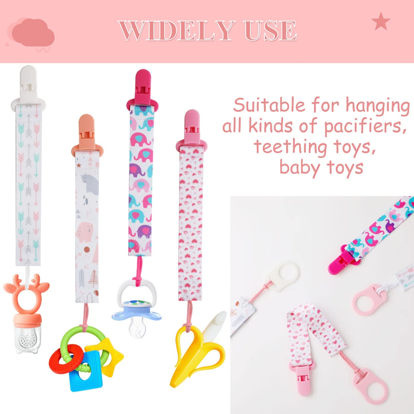 Schnullerkette Junge, 5er Baby Schnullerband Stoff mit 5er Silikonring, Schnullerketten mit Clips, Personalisiert Nuckelketten für Schnur Lätzchen Dreieckstuch Schnuller (Braun)