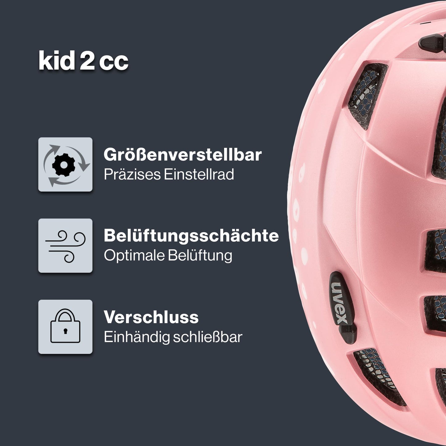 uvex Kid 2 cc - Lightweight children's helmet - individual size adjustment - expandable with LED light