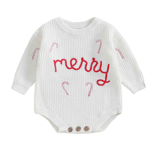 Geagodelia Knitted Christmas Romper Baby Girl Boy Christmas Jumper My First Christmas Newborn Baby Jumper Romper Bodysuit Christmas Jumper