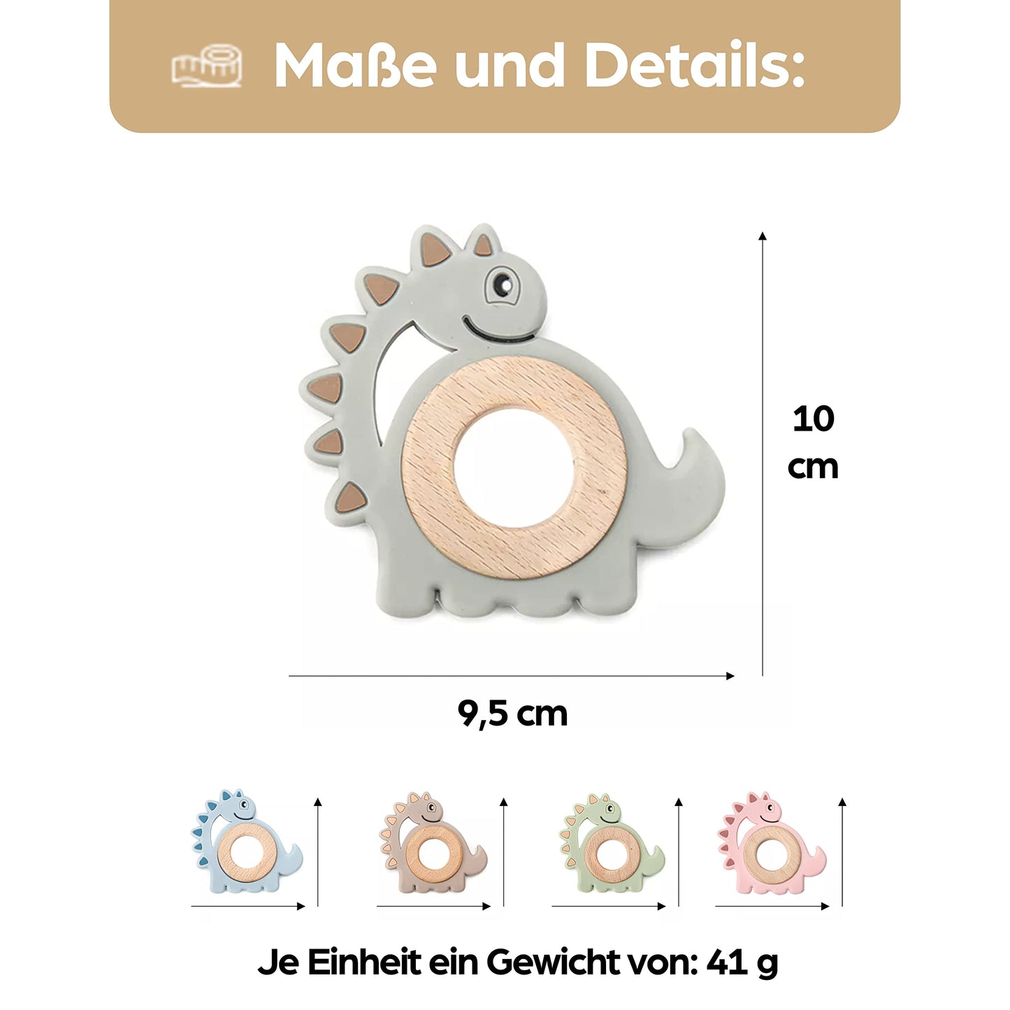 Schildkröte Beißring für Baby Natur Holz & Silikon Blau - Kauspielzeug, Zahnen-Hilfe & Greifling - Babyspielzeug Beissring Geschenk zur Geburt - Holz-Spielzeug nachhaltig, BPA-frei schadstofffrei