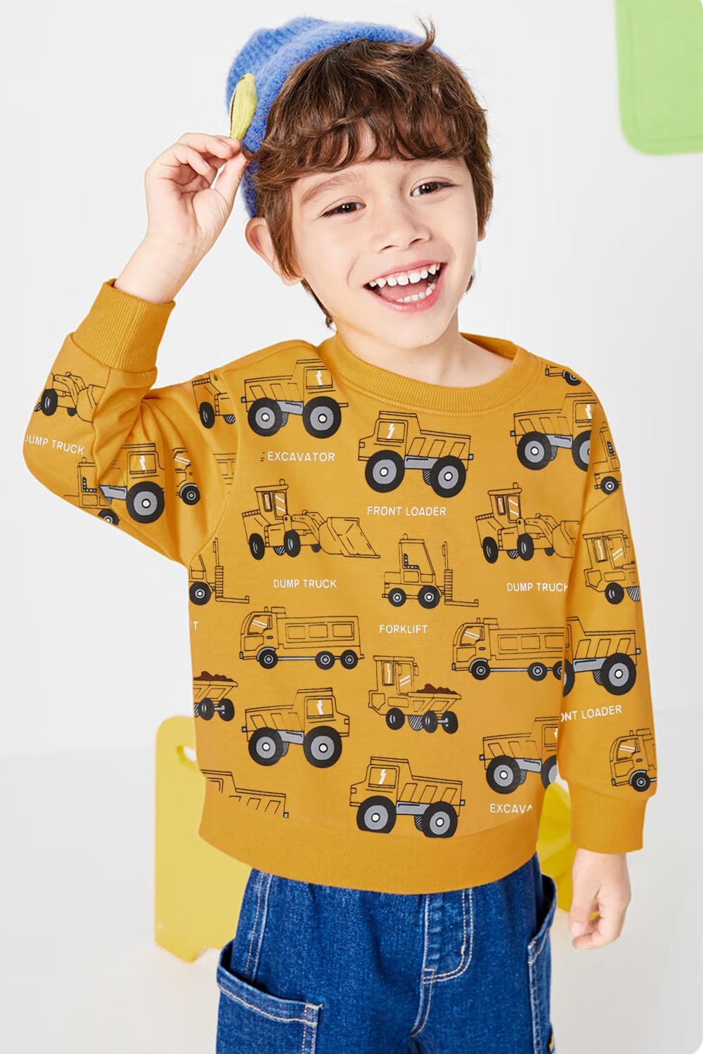 MUJOQE Jungen Sweatshirt Baumwolle Pullover Kinder Warme Langarm Shirt Activewear Tops 1-7 Jahre