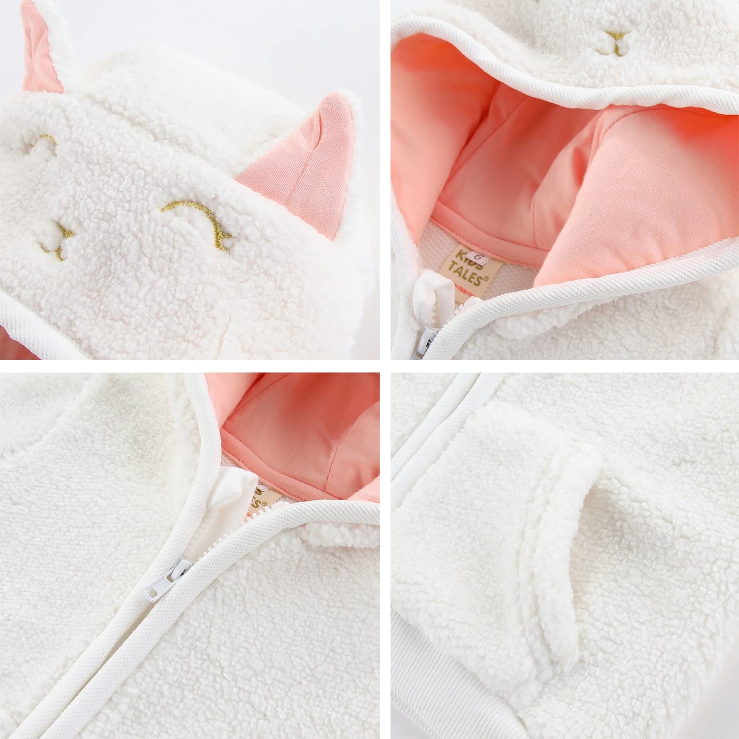 Gajaous Newborn Baby Girls Boys Fleece Hooded Jacket Zip Bear Coat Warm Winter Outwear