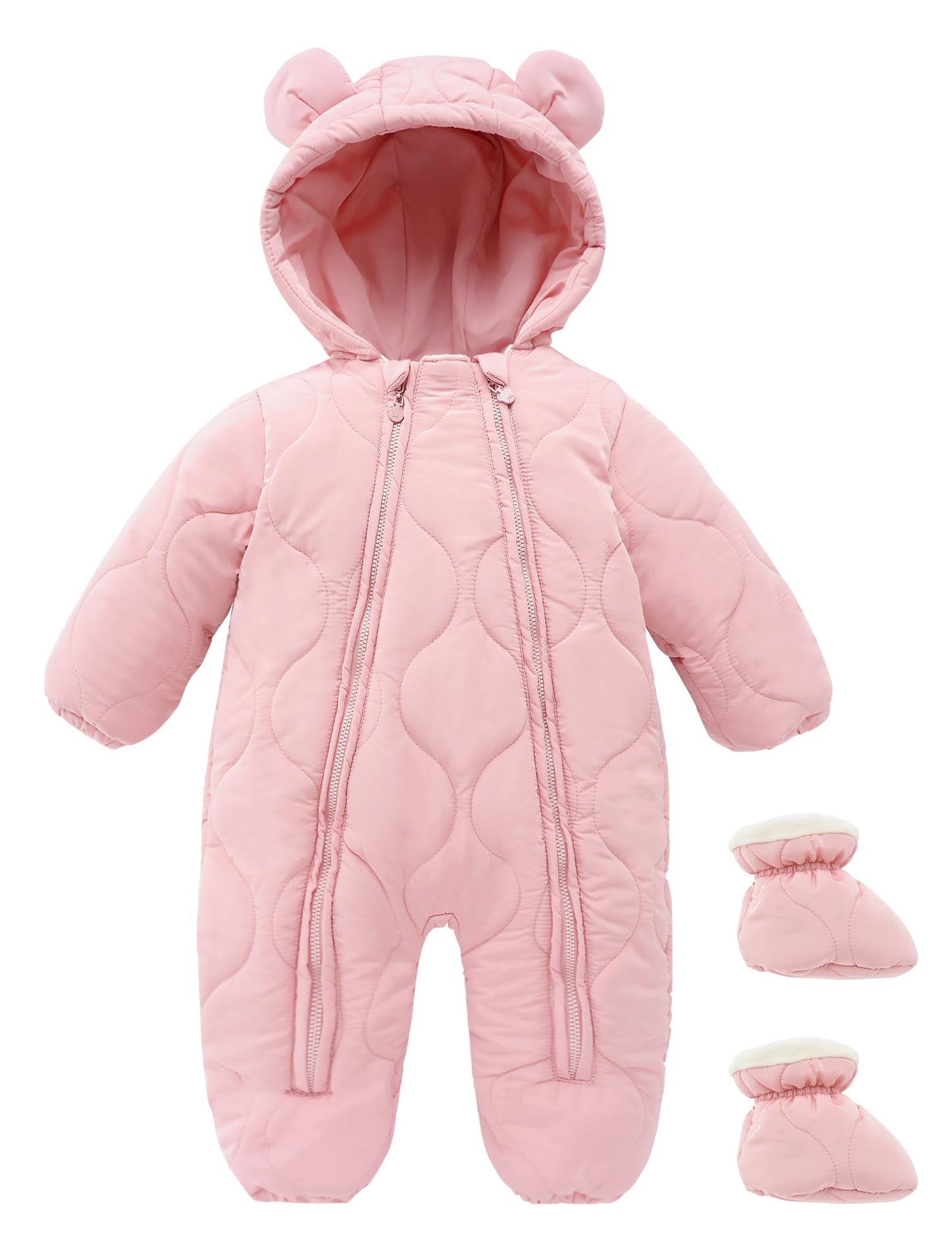 NEAWEALY Baby Winter Jumpsuit Girls Boys Romper Romper with Hood Snowsuits Newborn Sleep Romper Zip Romper with Shoes Playsuit
