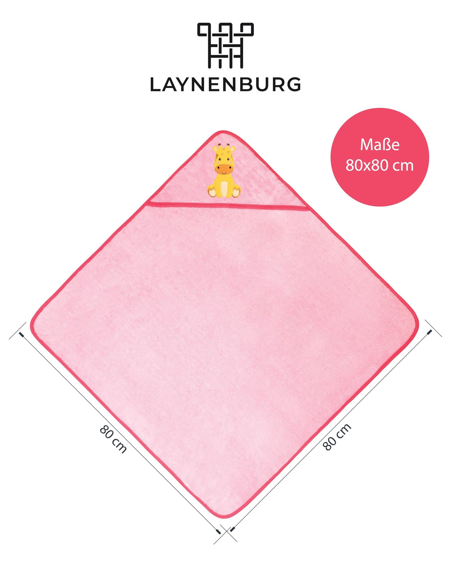 LAYNENBURG Premium Kapuzenhandtuch Baby - Badehandtuch aus 100% Baumwolle - Oeko TEX - Handtuch mit Kapuze für Neugeborene & Kinder - Badetuch, Babyhandtuch Mädchen, Jungen (Waschbär 80 x 80cm)