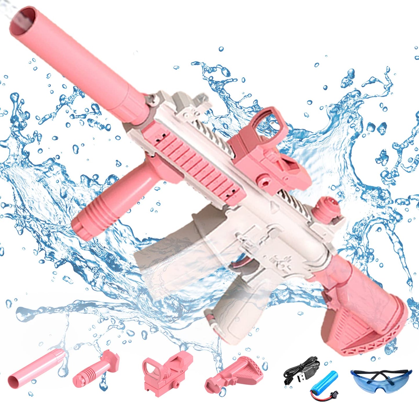 Elektrische Wasserpistole Sehr Stark Wassermaschinenpistole mit Wiederaufladbare Batterie Squirt Gun Wasser Spielzeug bis zu 20ft,Outdoor Water Gun Schießspiel für Erwachsene and Kinder (Blau)