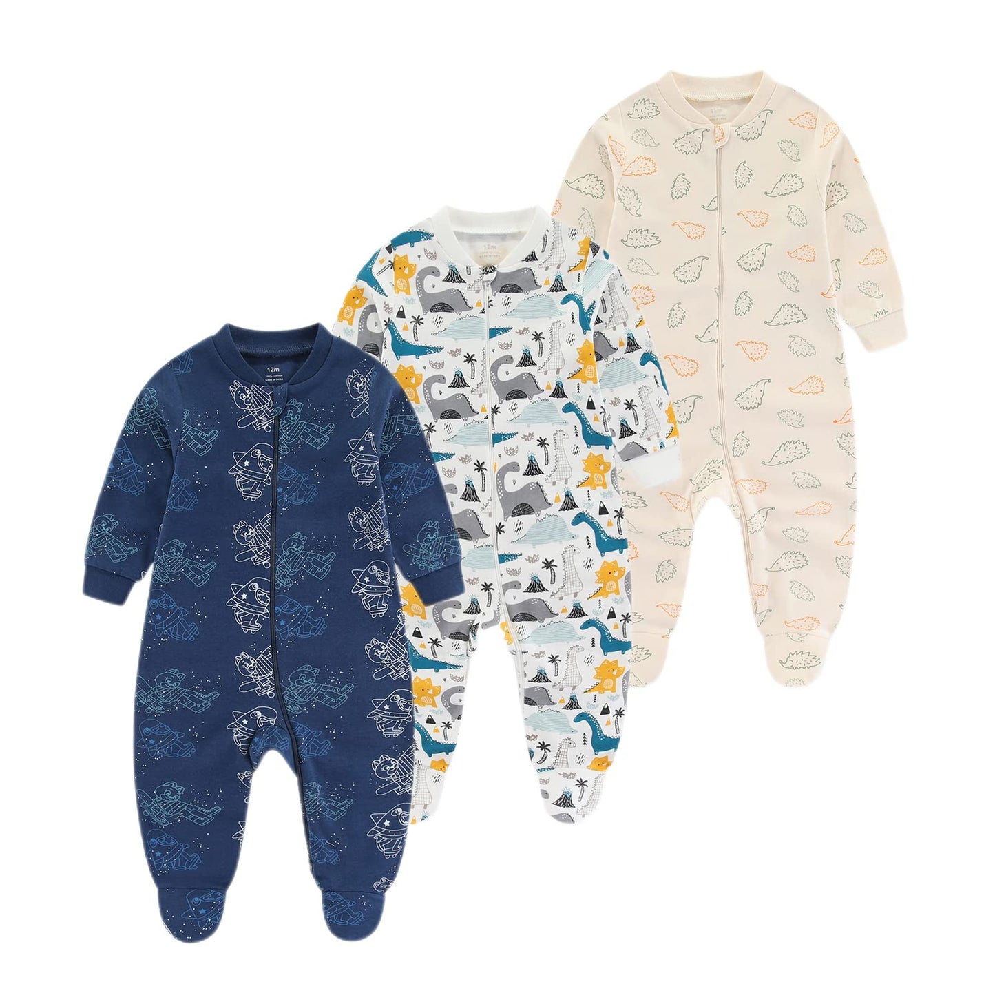 Chamie Baby Rompers Long Sleeve Cotton Rompers 0-3m/3-6m/6-9m/9-12m