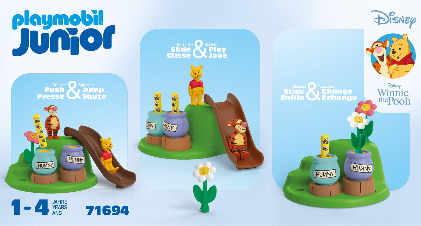 PLAYMOBIL Junior Disney Winnie the Pooh & Tiggers Bee Garden Sustainable Toy Made of Bio-Based Plastics for Children from 1 Year 71694
