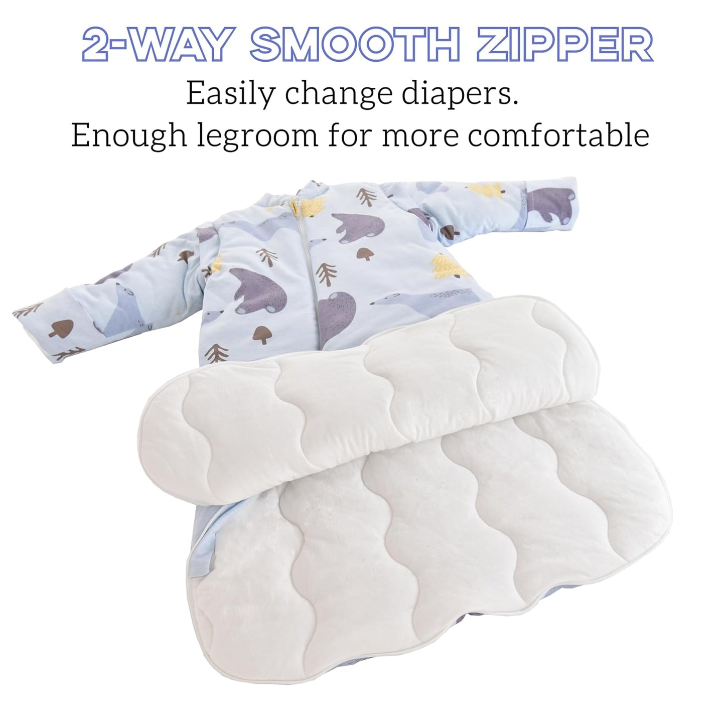 Chilsuessy Baby Sleeping Bag Winter, Removable Sleeves, Warm Lined 3.5 Tog Winter Sleeping Bags, Boys/Girls Sleeping Bag for Toddlers from 6 Months to 6 Years