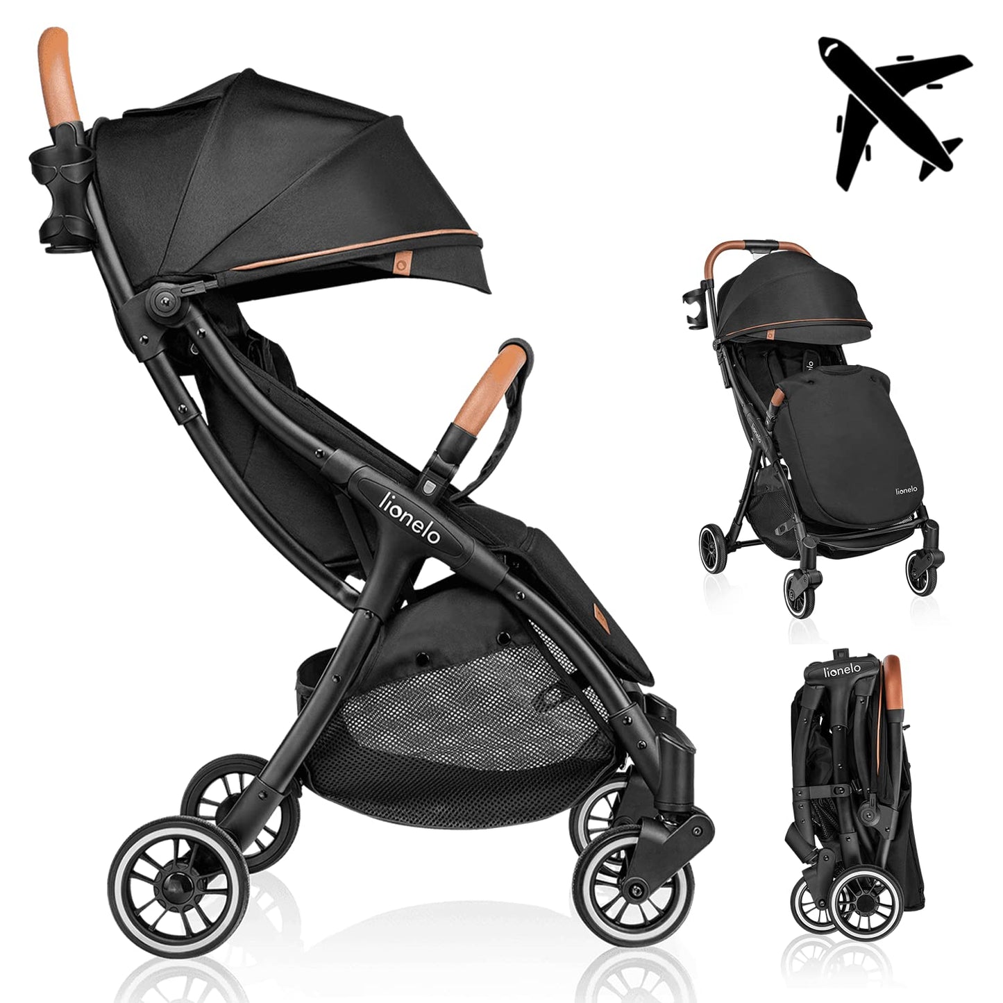 LIONELO Julie One Buggy Pushchair up to 22 kg, Adjustable Backrest and Footrest, Mosquito Net, Leg Warmer, Drink Holder and Transport Bag, Foldable