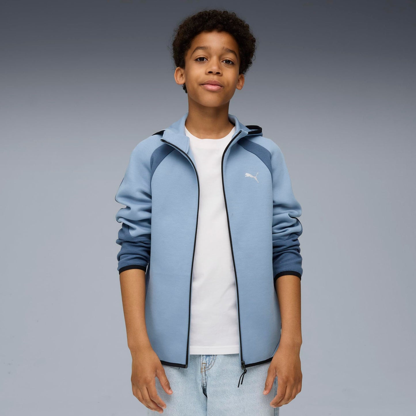 PUMA Boys' Evostripe Full-Zip Hoodie Dk B Sweat Jackets (1 Pack)