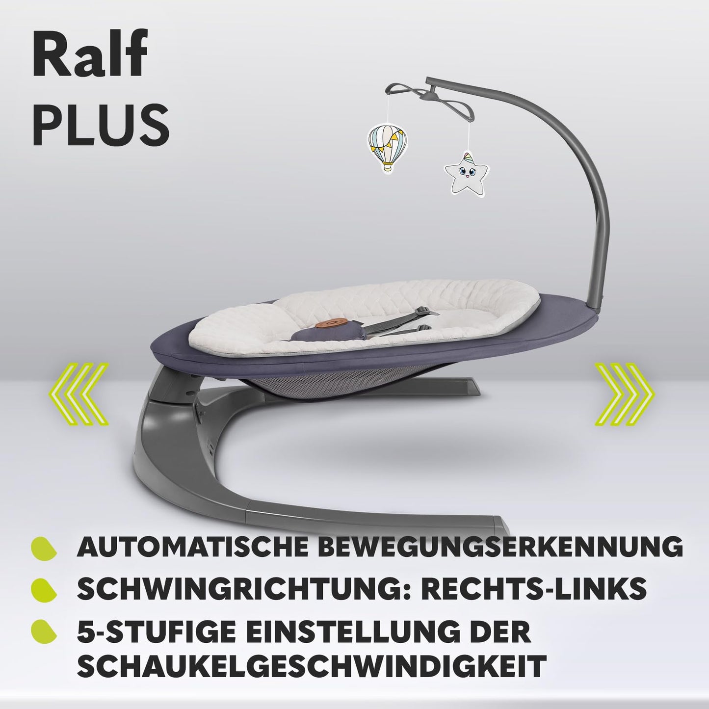 LIONELO Ralf 2-in-1 baby bouncer and recliner, remote control, 12 melodies, two rocking directions, 5 rocking speeds, locking, backrest adjustment, timer, quiet operation