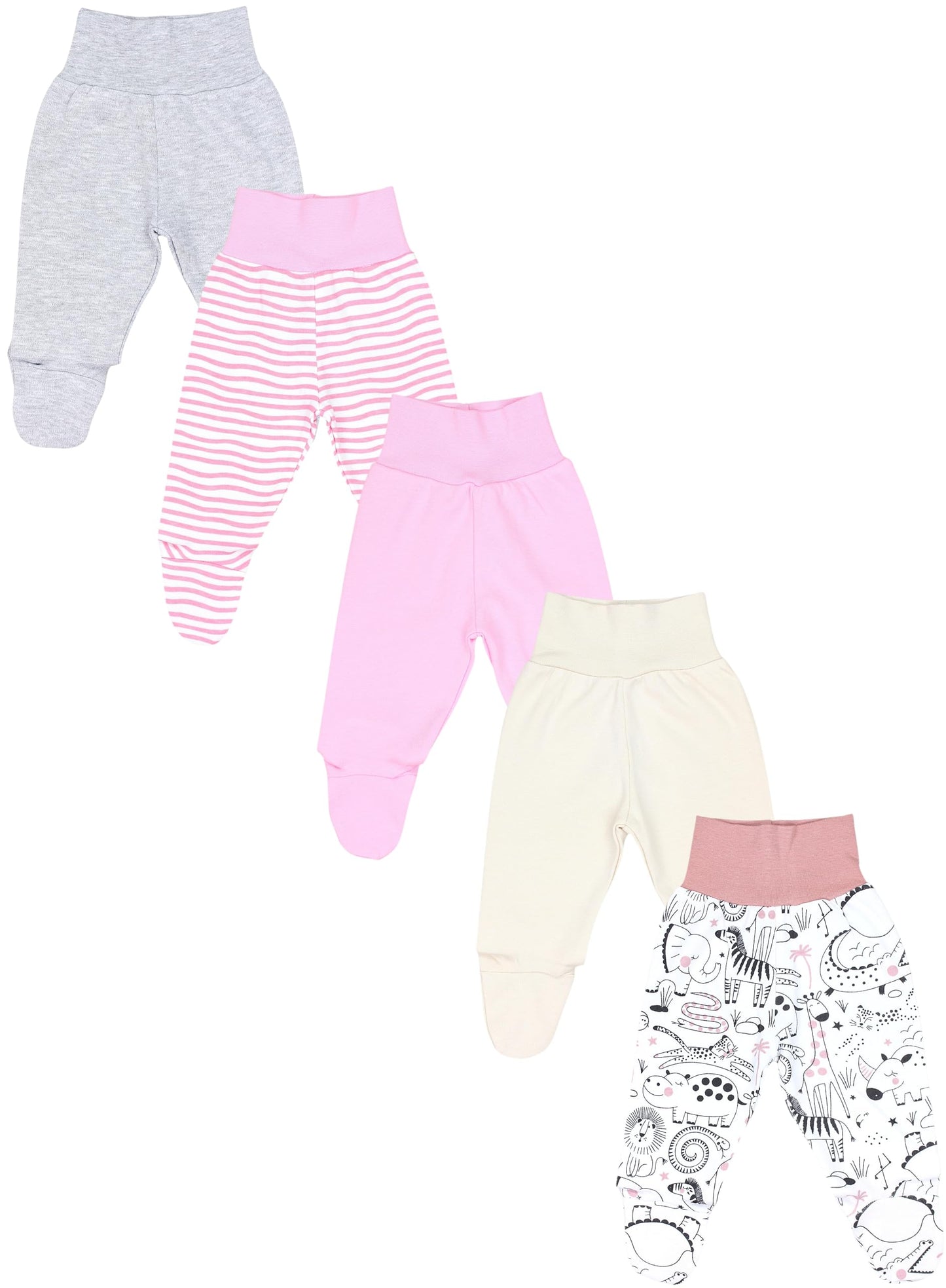 TupTam Baby Strampelhose Jungen Mädchen Hose mit Fuß 5er Pack
