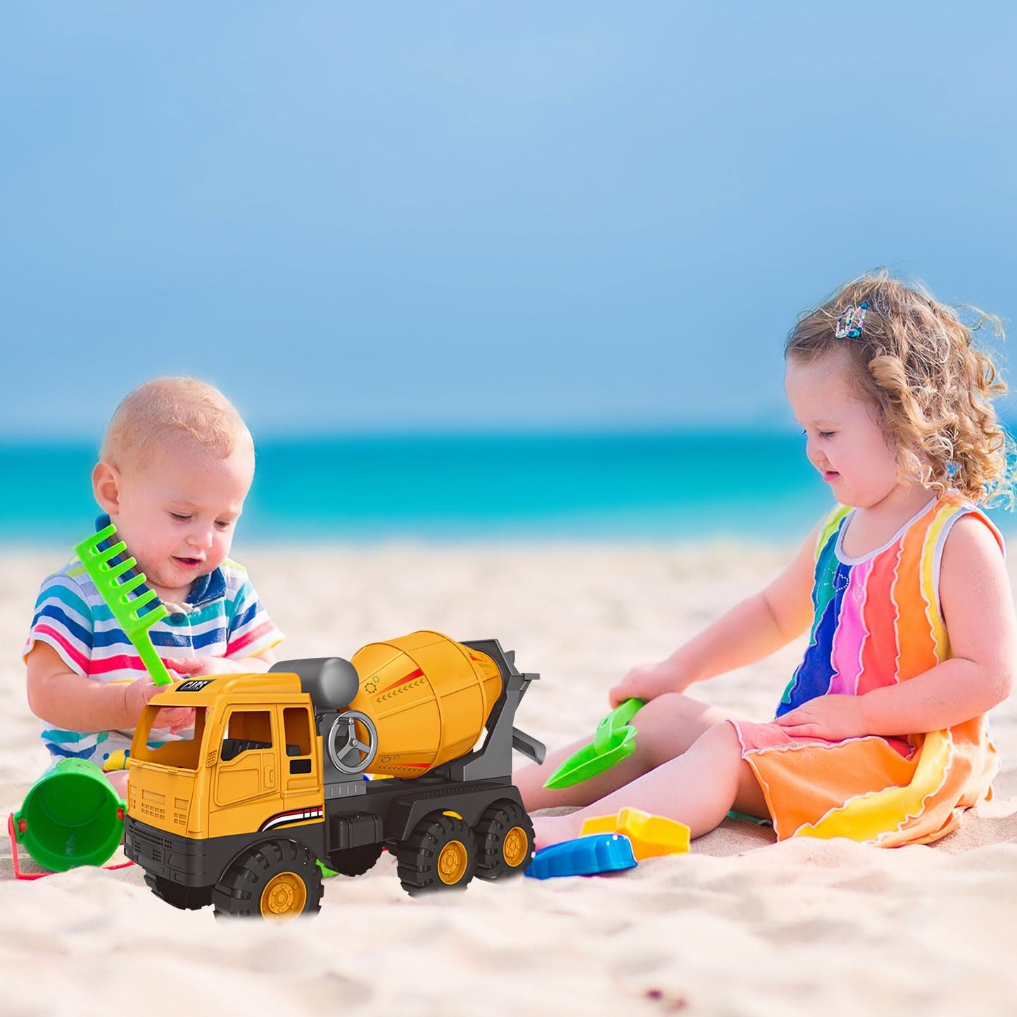 Bagger Spielzeug ab 3 jahre,Baustellenfahrzeuge Kinder,Baggerfahrzeug Geeignet als Sandspielzeug und für das Kinderzimmer,Starke & Flexible Teile,Sandkasten Kinderbagger für 2+ Jahre (Dumper)