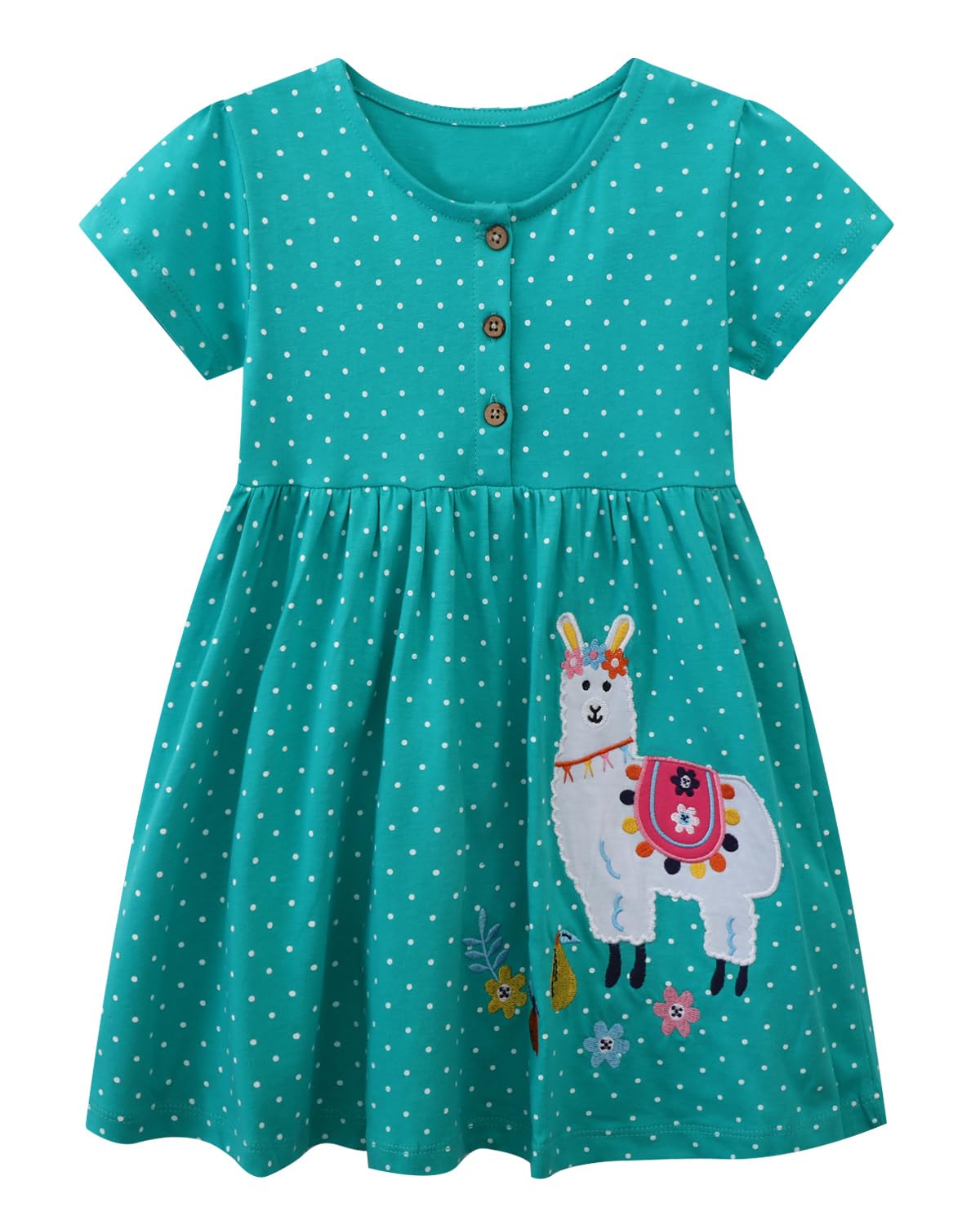 Beilei Creations Mädchen Kleider Kurzarm Baumwolle Kinder Kleid Süßes Muster Gr.85-140