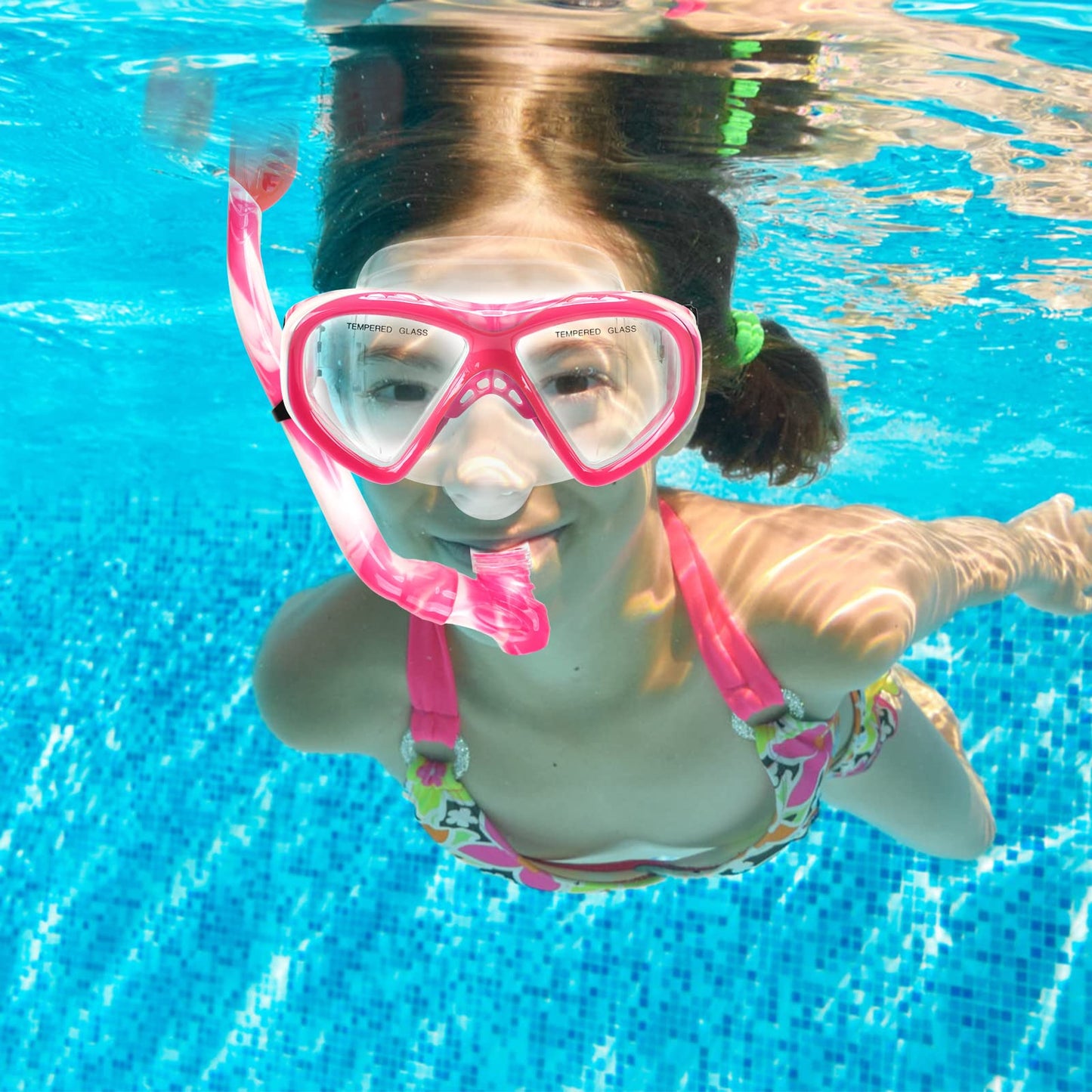 Schnorchelset Kinder - Taucherbrille Kinder mit Schnorchel Anti Leck Anti Fog HD Tauchmasken Dry Schnorchel für 4-13 Jahren Jungen Mädchen