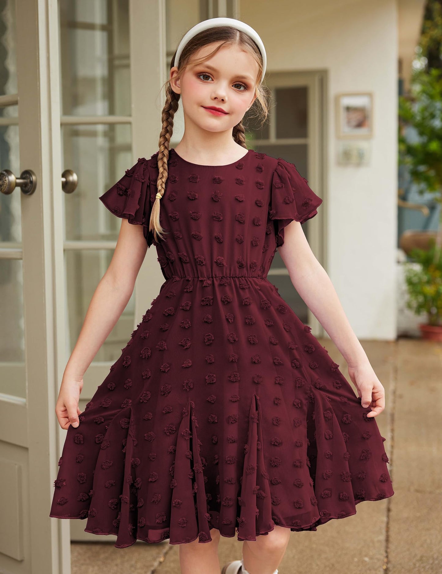 Flypigs Kleid Mädchen Festlich Hochzeit Party Kurzarm Sommer Freizeitkleid Prinzessin Chiffon Kleider Kinder Teenager Kleidung 3-12 Jahre