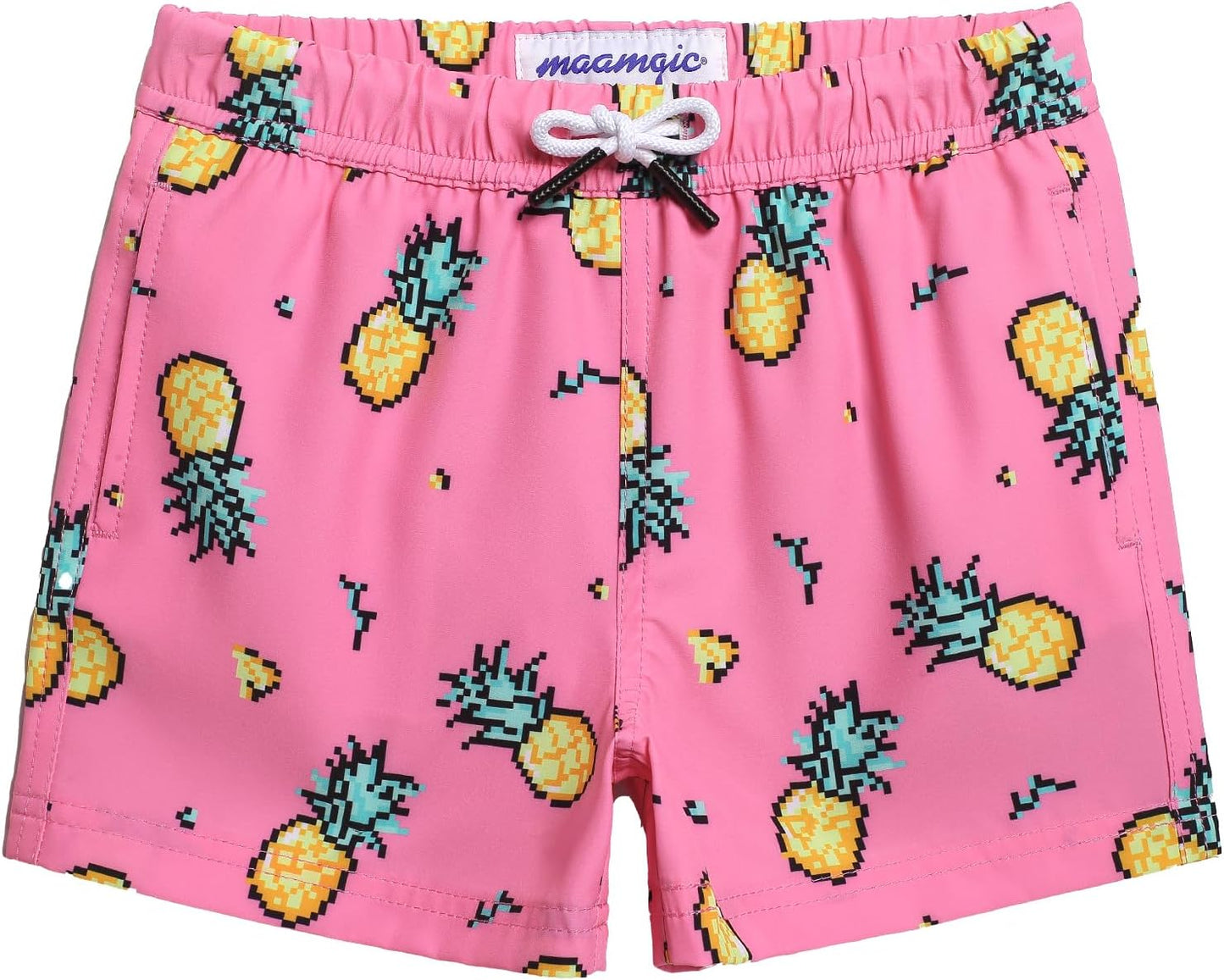 MaaMgic Jungens 4 Way Stretch Badehosen Schnelltrocknend Badeshorts mit Mesh-Futter Taschen und Verstellbarem Tunnelzug MEHRWEG