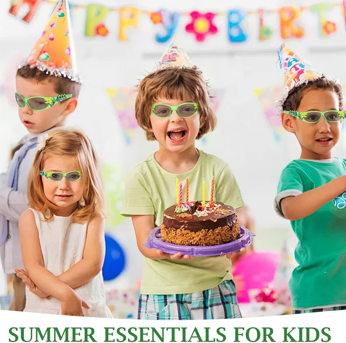 Fonyiunce Sonnenbrille Kinder, Sonnenbrille mit Leichtem Rahmen, Dinosaurier Sonnenbrille Jungen 3-10 Jahren, Baby Sonnenbrille, Mode Kindersonnenbrille, für Ferien Strand Freien Sommer Sport