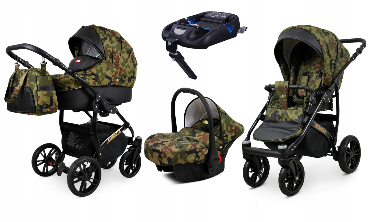 BabyLux Miracle 2-in-1 Baby Pushchair Deep and Pushchair with Accessories Adjustable and Foldable Aluminium Construction Waterproof Non-Removable Wheels Gold Leaf