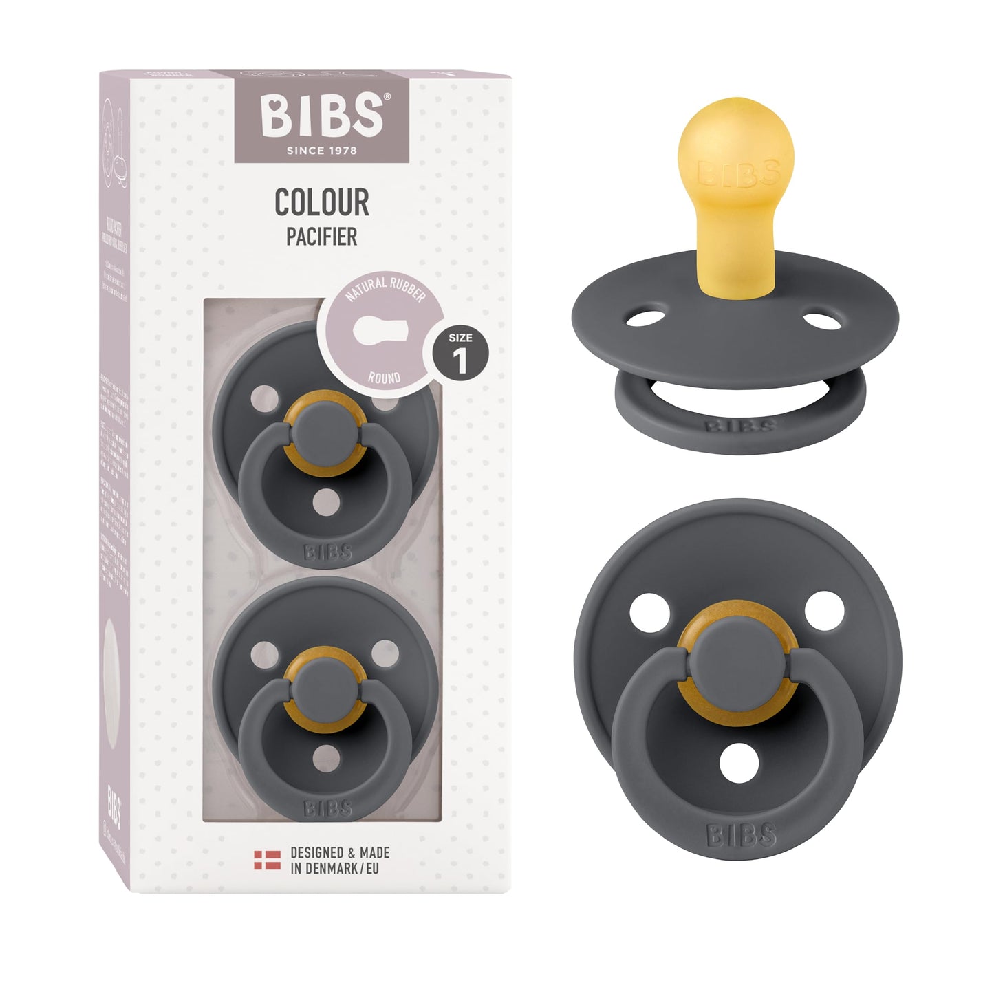 BIBS Colour Schnuller 2er-Pack, BPA-frei, Kirschform Nippel. Naturkautschuk/Latex, Hergestellt in Dänemark. Größe 2 | 6+ Monate | 2-Pack, Coral/Ruby