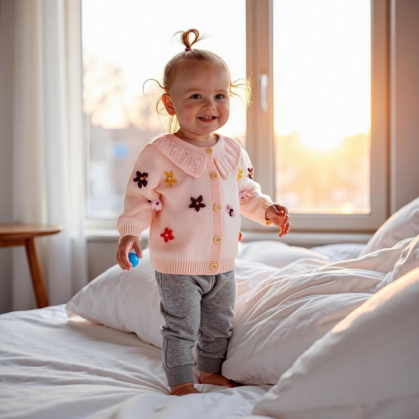 FOMOYUU Strickjacke für Kleinkinder und Neugeborene, Mädchen, langärmelig, Knopfleiste, Sweatshirt, Jacke, Herbst-Outfits