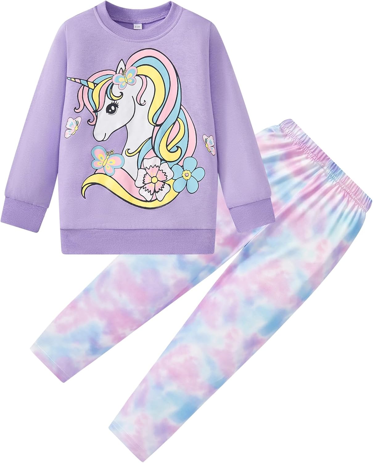 Unicorn Outfits for Little Girls 2 Pieces Ruffle Sleeve Sweatshirt + Leggings Autumn Leopard Clothing Sets 2-10 Years Old