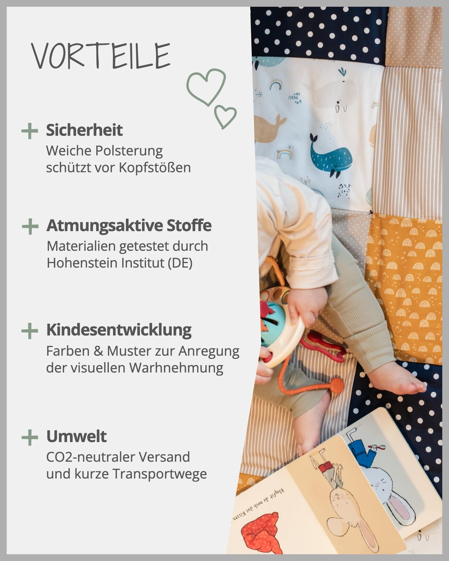 ULLENBOOM Krabbeldecke für Baby 100x100 cm, 100% OEKO-TEX Materialien, Made in EU, Dick & weich gepolstert, Sandblume - ideal als Babydecke, Laufgittereinlage & Spieldecke Baby - Meloni2