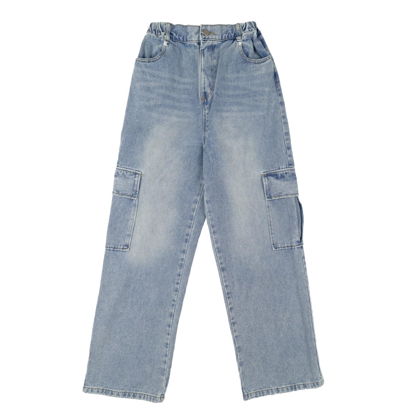 Rolanko Girls' Jeans Trousers with Hole, Denim Blue Jeans, Vintage Trousers With Wide Leg for Children