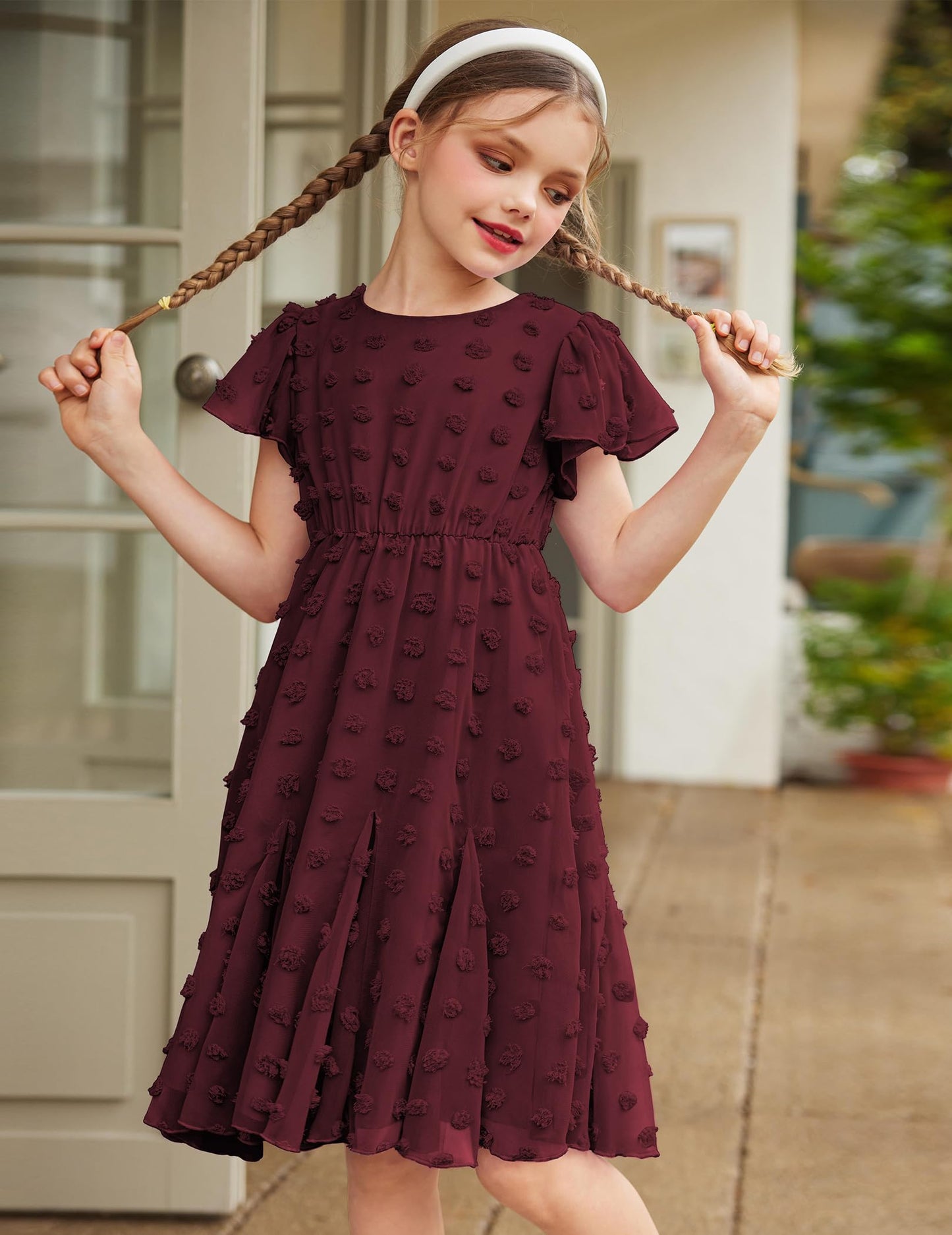 Flypigs Kleid Mädchen Festlich Hochzeit Party Kurzarm Sommer Freizeitkleid Prinzessin Chiffon Kleider Kinder Teenager Kleidung 3-12 Jahre