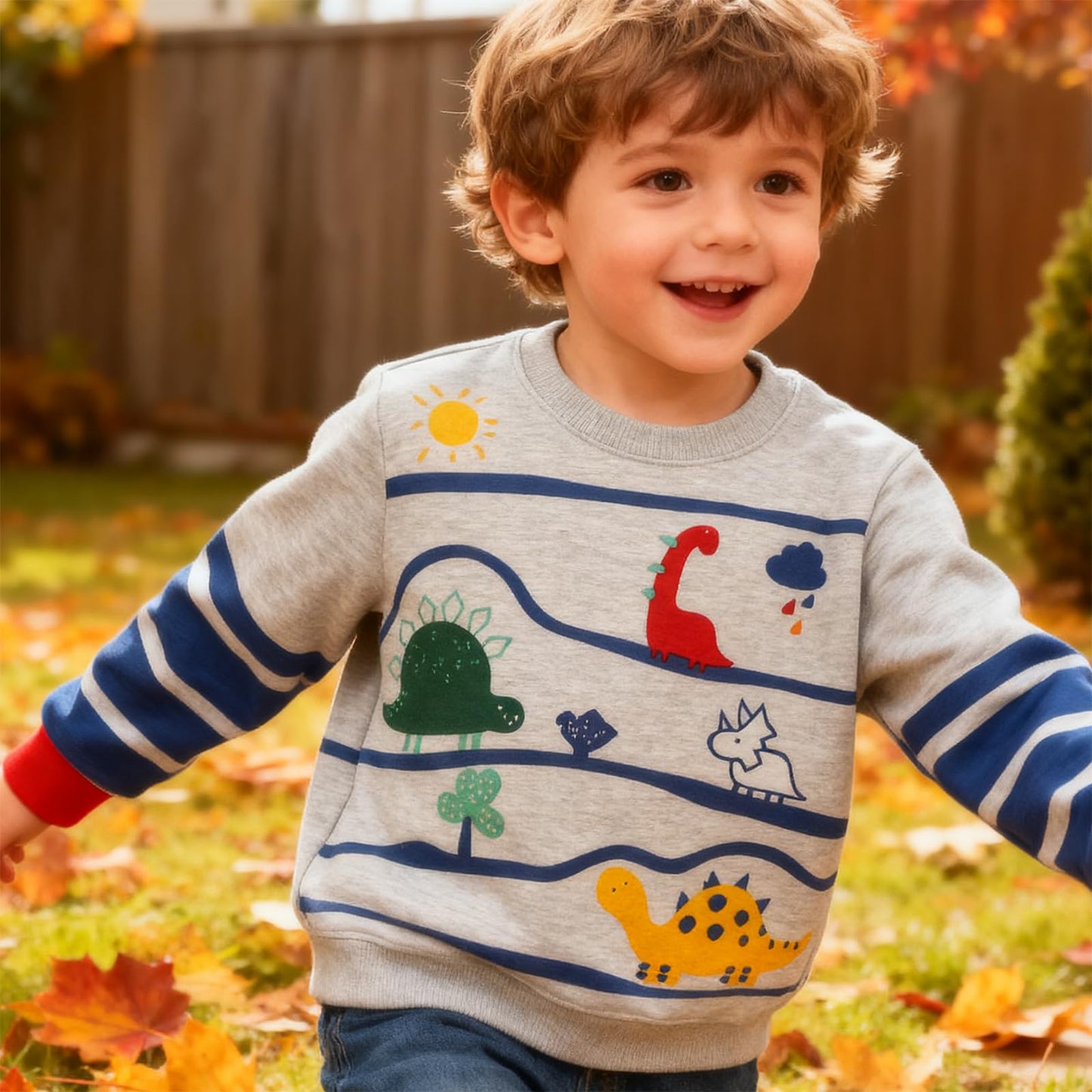 Dinopjs Children's Boys Pullover Sweatshirt Cute Long Sleeve Cotton Dinosaur Cartoon Jurassic Planets Digger Crane Dump Truck Tractor Winter & Spring Christmas Warm Tops 2-7 Years