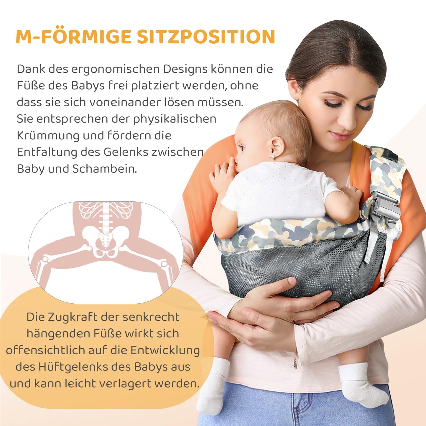 Baby carrier for newborns from birth, ergonomic, child carrier, adjustable baby carrier, suitable for babies from 3 to 36 months, easy to put on, ideal for hands-free parenting