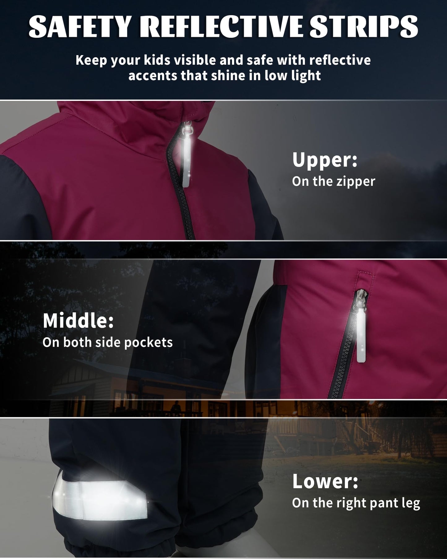 Owntop Children's Unisex Snow Suit Girls Boys Windproof Waterproof Ski Suit with Hood Zip 98-122