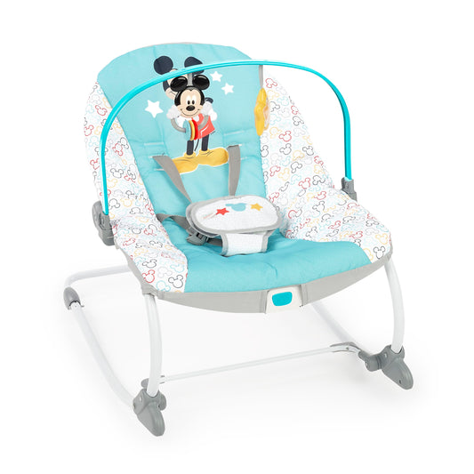 Bright Starts, Disney Baby Minnie Mouse Forever Besties, Wippe für Babies und Kleinkinder, mit beruhigenden Vibrationen, abnehmbarem Spielzeugbogen und 2 Spielzeugen, rose, 12209