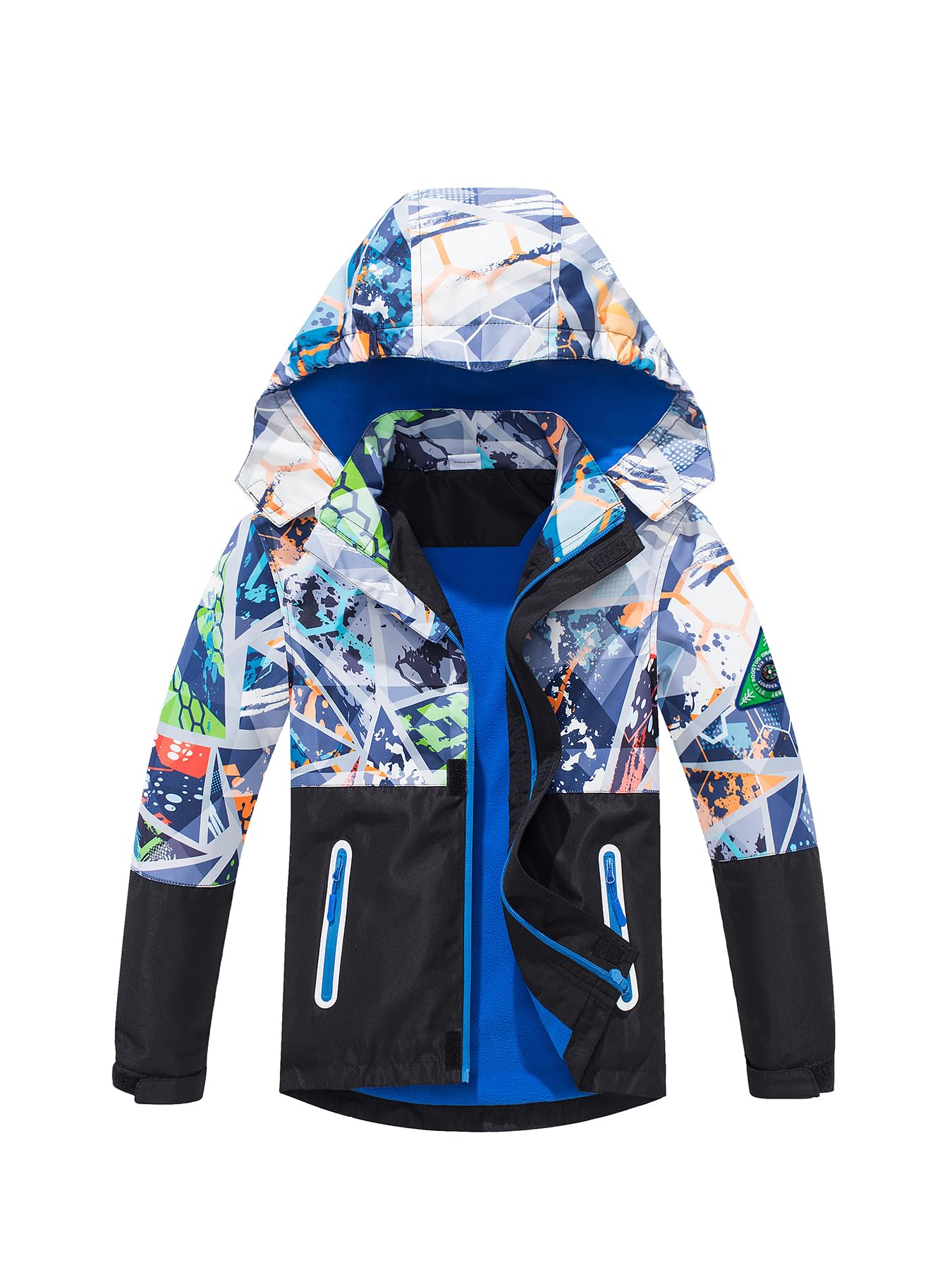 NATUST Boys' Lined Rain Jacket Wind and Waterproof Transition Jacket