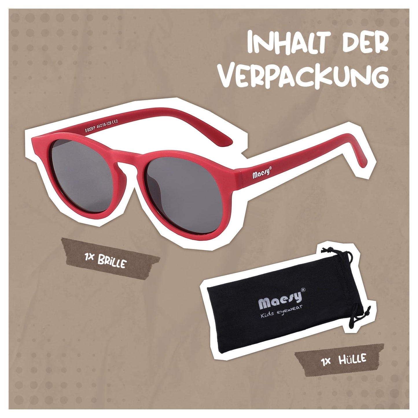 Maesy Faela Kindersonnenbrille für 3-6 Jahre - UV400 polarisierter Schutz - Flexibler und flexibler Rahmen - Sichere und bequeme Kindersonnenbrille für Kleinkinder