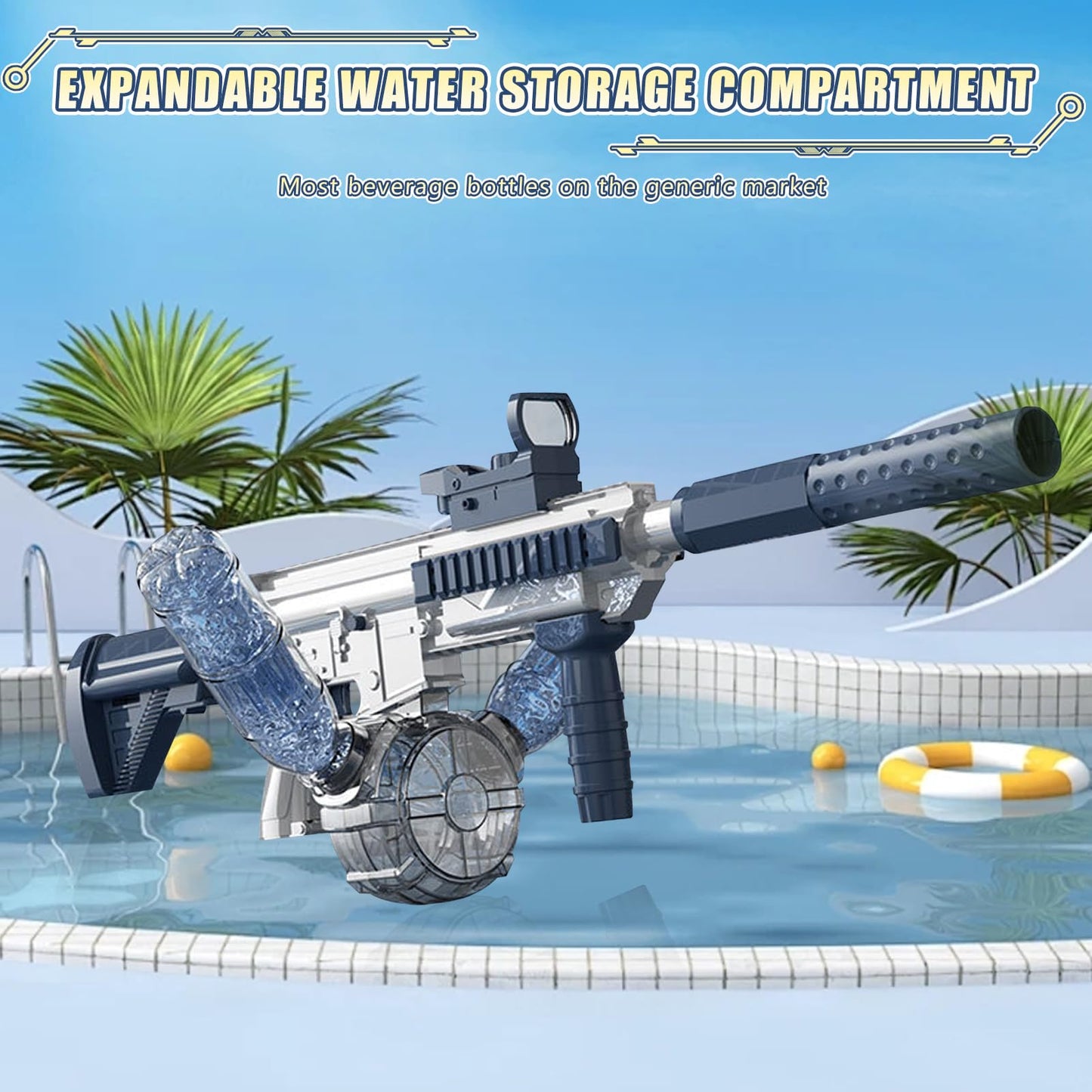 Elektrische Wasserpistole Sehr Stark Wassermaschinenpistole mit Wiederaufladbare Batterie Squirt Gun Wasser Spielzeug bis zu 20ft,Outdoor Water Gun Schießspiel für Erwachsene and Kinder (Blau)